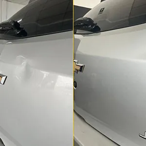 Antes e depois de reparo de amassado na traseira de veículo sem repintura em Bauru